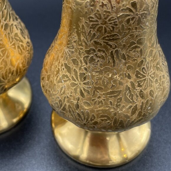 Vintage Wheeling Floral Gold Salt & Pepper Shaker Set - Picture 4 of 5